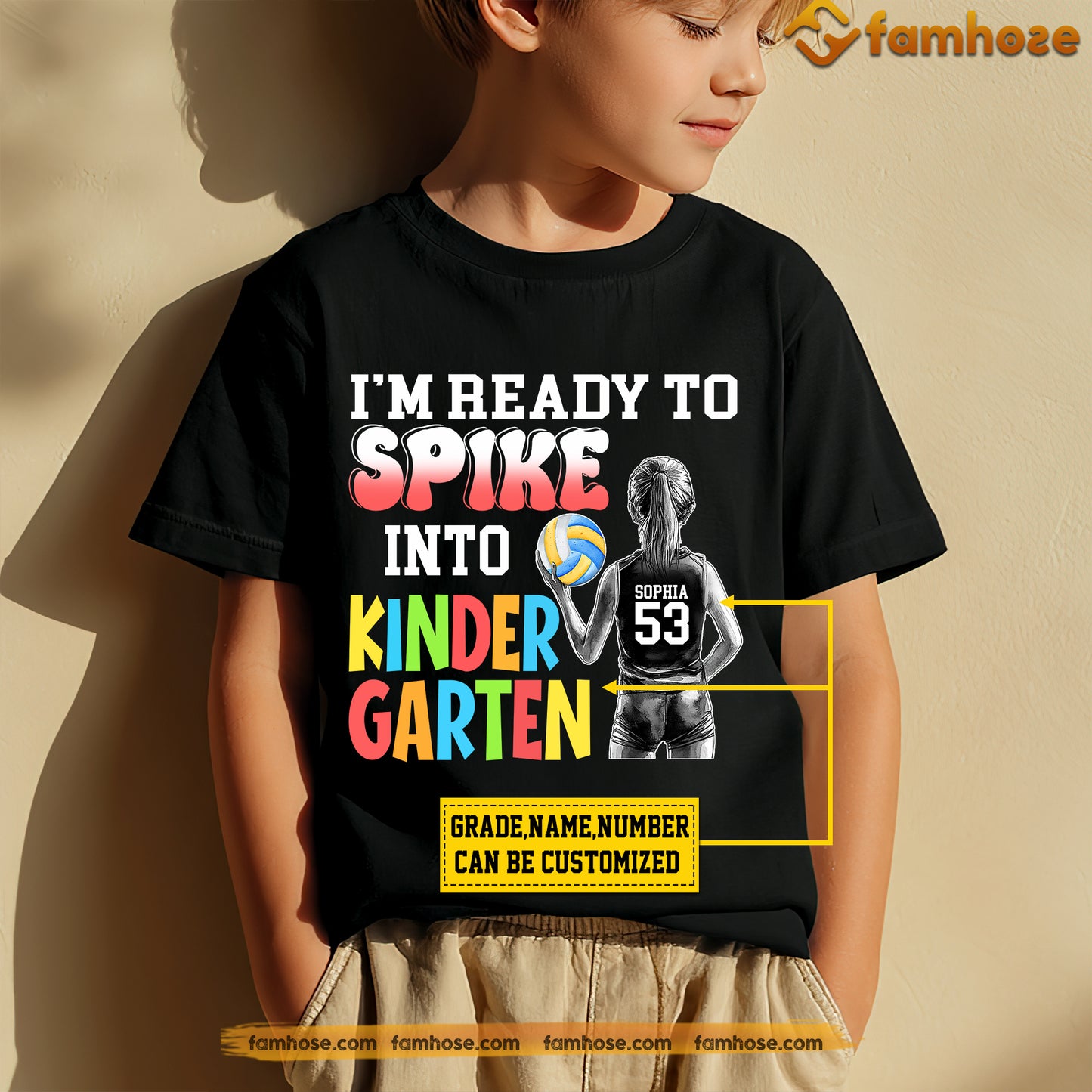 Funny Personalized Back To School Volleyball Girl Kid T-shirt, I'm Ready To Spike Into Kindergarten Sport Tees Gift For Volleyball Lovers