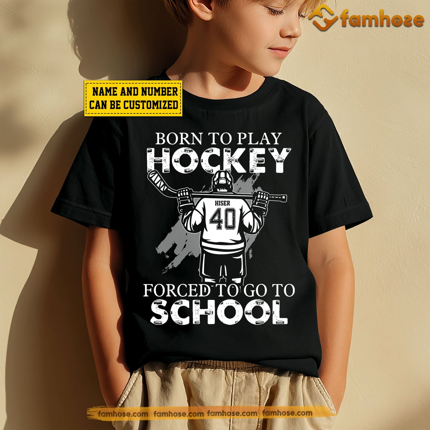 Funny Personalized Back To School Hockey Kid T-shirt, Born To Play Hockey Sport Tees Gift For Hockey Lovers
