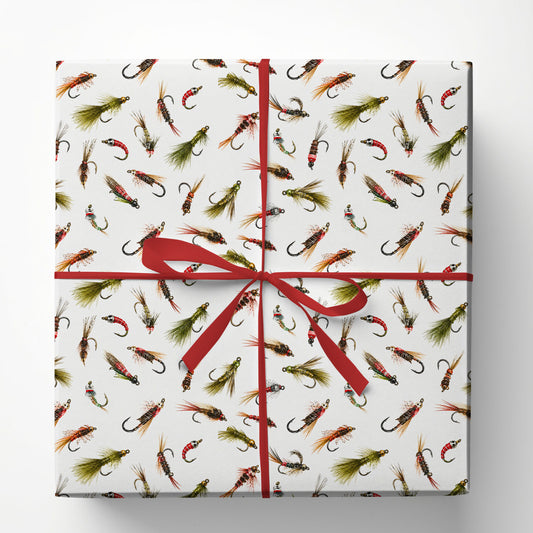 Vintage Fishing Lures Wrapping Paper, Trout Fishing Flies Wrapping Paper Rolls, Gift Wrap For Fly Fishing Lover