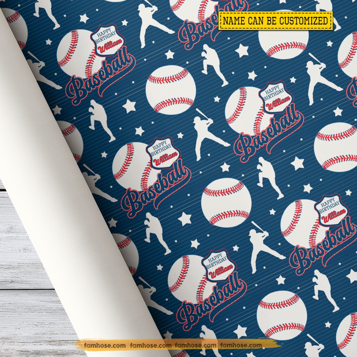 Personalized Birthday Baseball Wrapping Paper, Happy Birthday Wrapping Paper Rolls, Birthday Gift Wrap For Baseball Lover