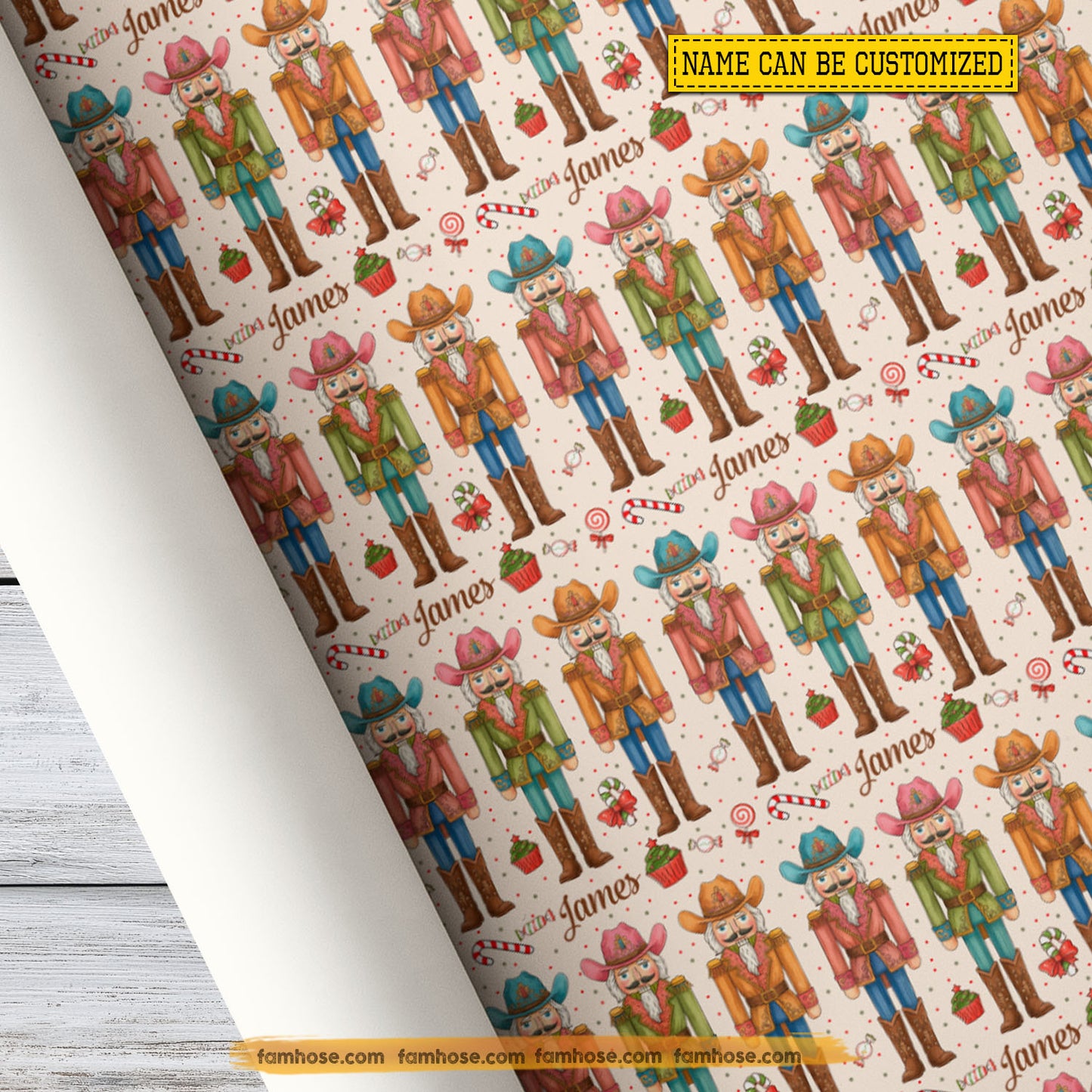 Personalized Christmas Cowboy Nutcracker Wrapping Paper, Western Christmas Nutcracker Wrapping Paper Rolls Xmas Gift