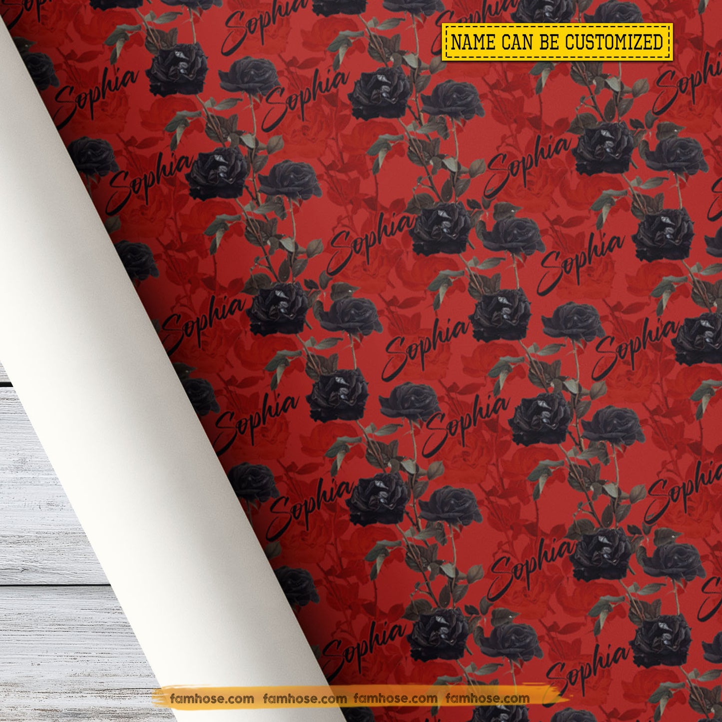Personalized Valentine Wrapping Paper, Black Rose Rises Wrapping Paper Rolls, Valentine Gift Wrap For Your Lover