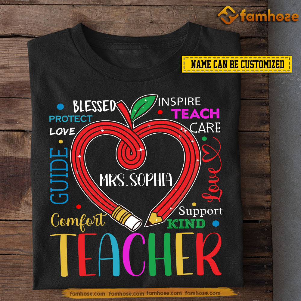 Personalized Teacher T-shirt, Teacher Heart Tees Gift For Teacher Lovers