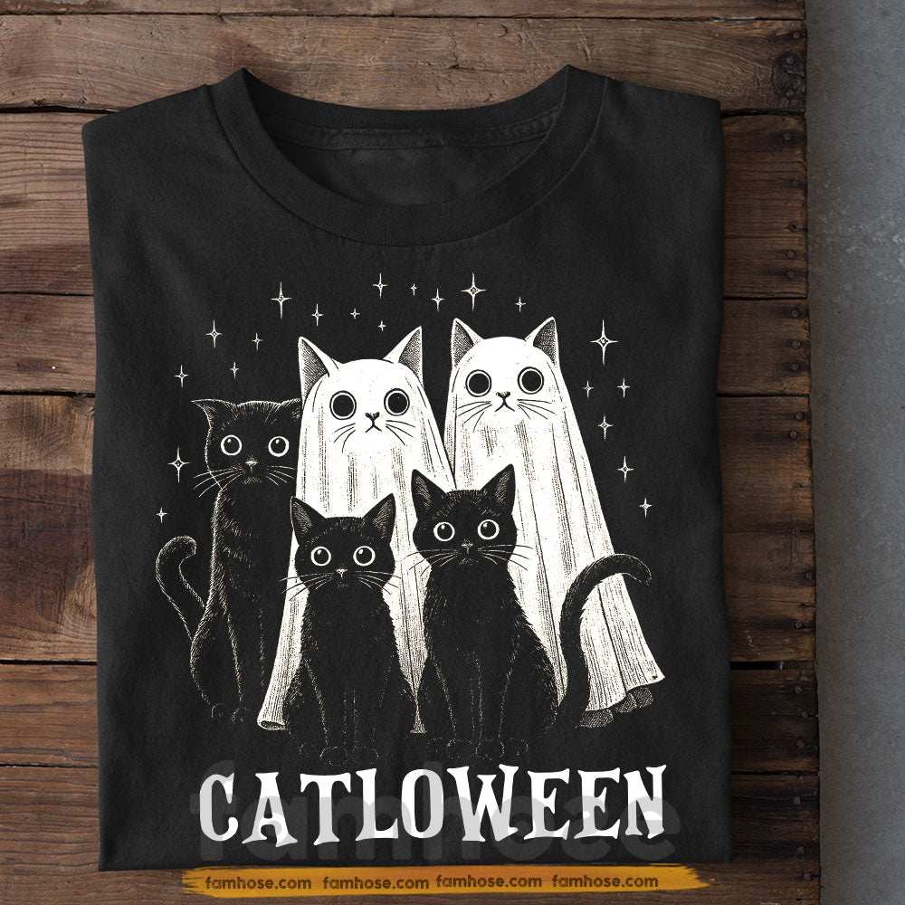 Funny Halloween Cat T-shirt, Catloween, Spooky Season Gift For Cat Lovers