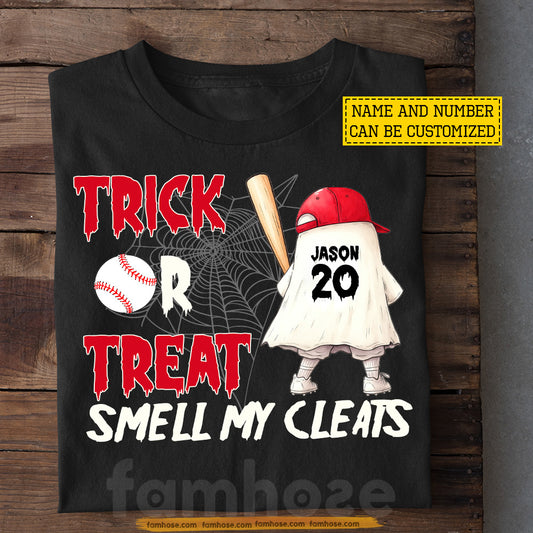Funny Personalized Halloween Baseball Boo T-shirt, Trick Or Treat Tees Spooky Season Gift For Baseball Lovers