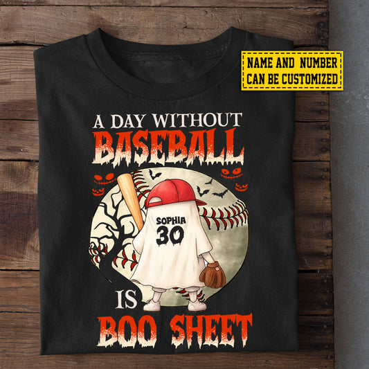 Funny Personalized Halloween Baseball Boo T-shirt, A Day Without Baseball Is Boo Sheet Tees Spooky Season Gift For Baseball Lovers