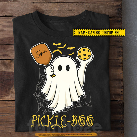 Funny Personalized Halloween Pickleball Boo T-shirt, Pickle-boo Tees Spooky Season Gift For Pickleball Lovers