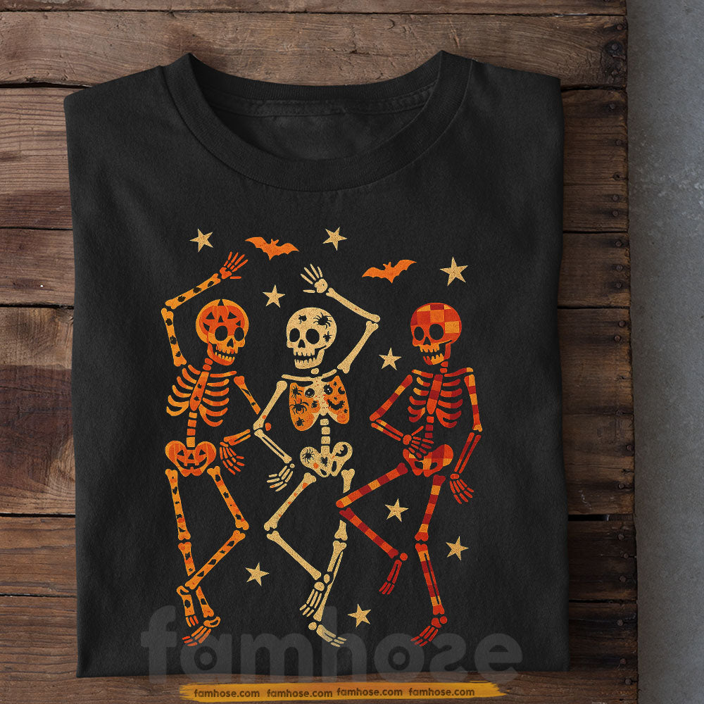 Halloween Skeleton T-shirt, Dancing Bones Fiesta Tees Spooky Season Gift For Skeleton Lovers