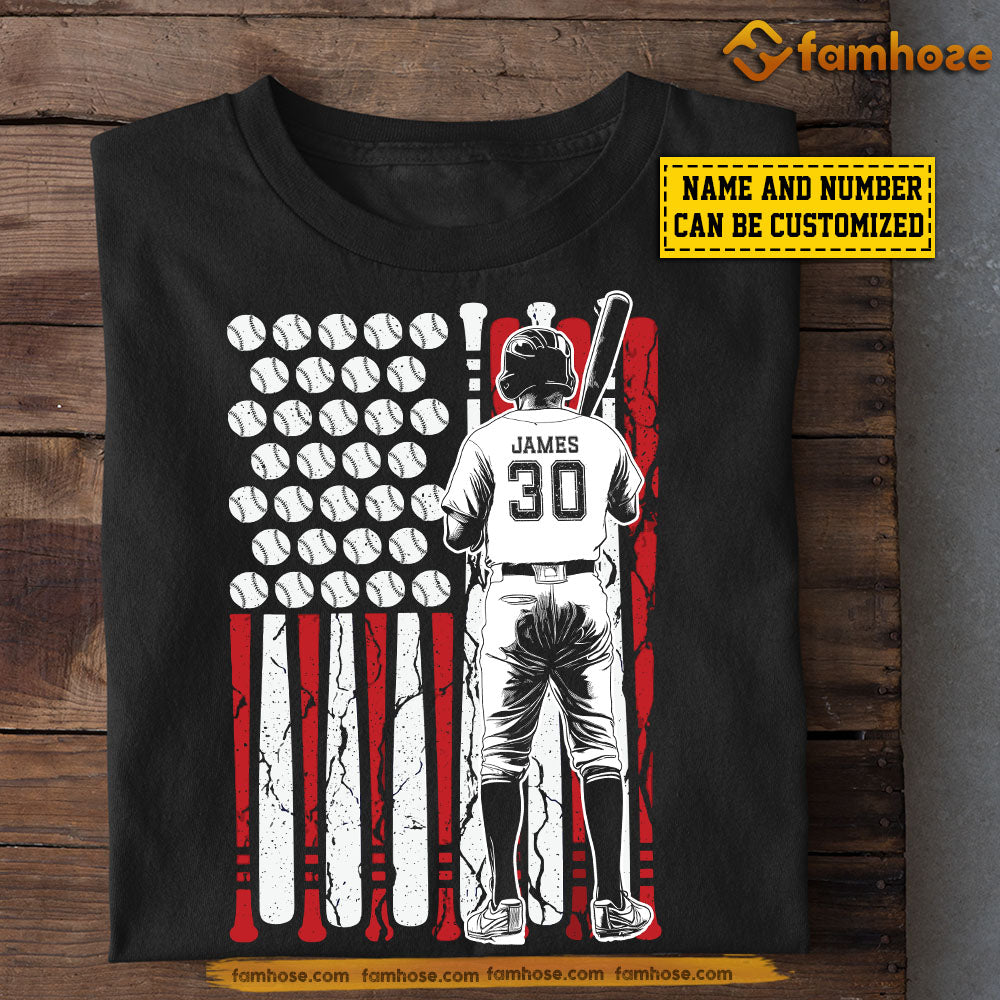 Personalized July 4th Baseball T-shirt, American Flag Made Of Baseball Tees Gift For Baseball Lovers