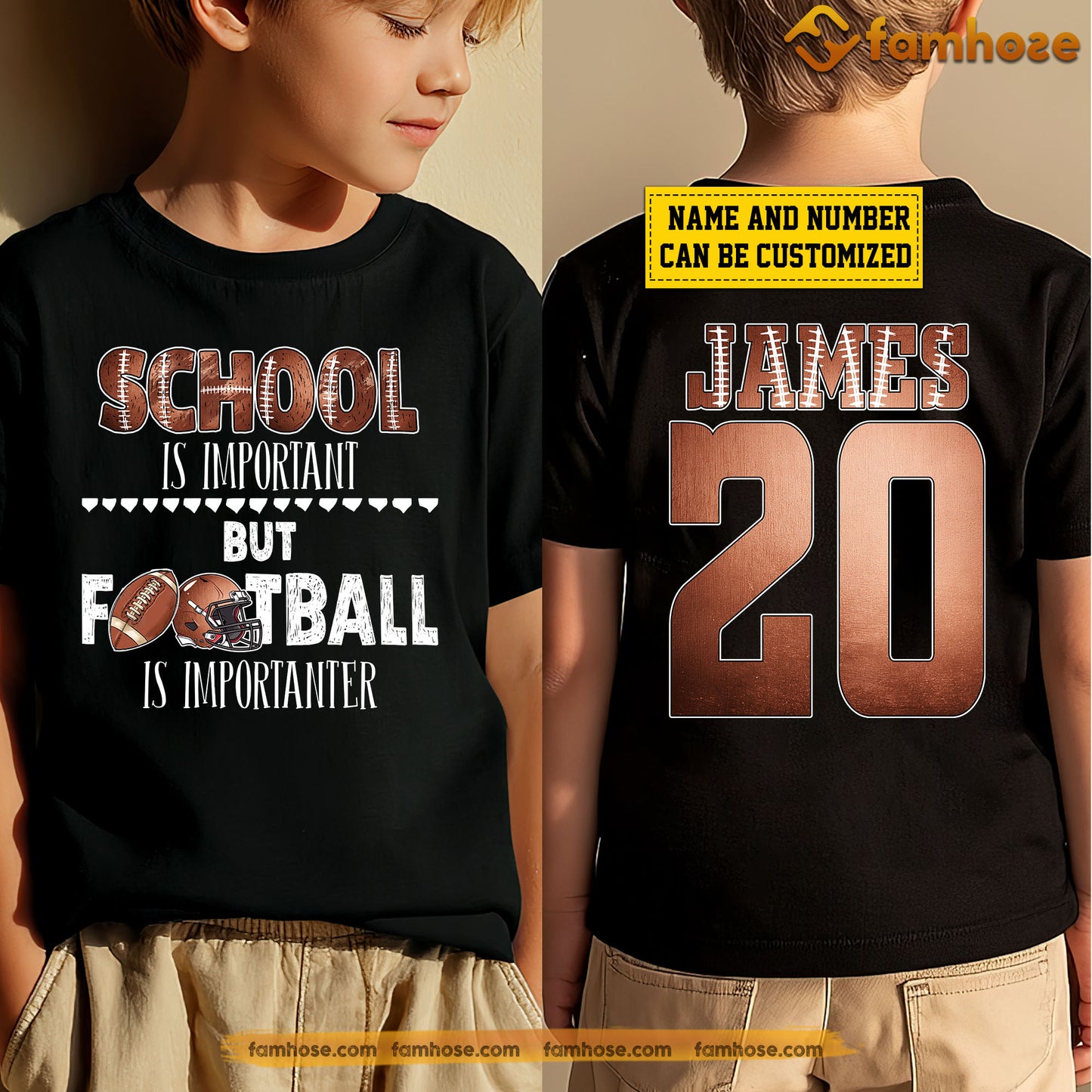 Personalized Back To School Football Kid Two-sided T-shirt, School Is Important Sport Tees Gift For Football Lovers