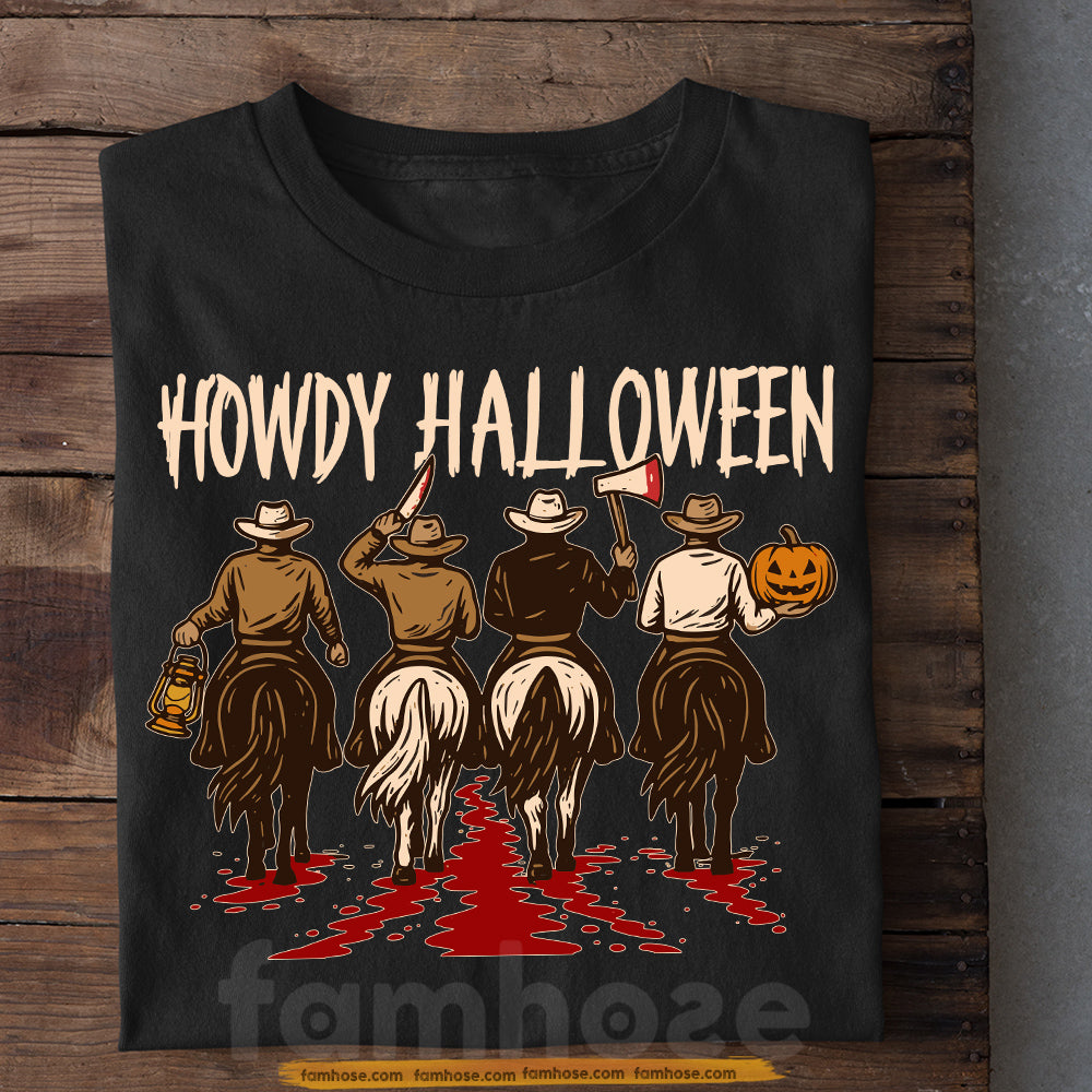 Funny Halloween Cowboy Riding T-shirt, Howdy Halloween Tees Spooky Season Gift For Cowboys