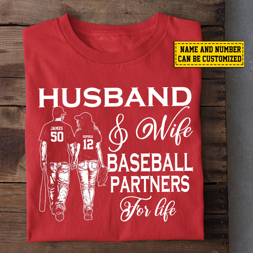 Personalized Couple Baseball T-shirt, Baseball Partners For Life Tees Valentine's Day Gift For Husband And Wife Baseball Player, Baseball Lovers