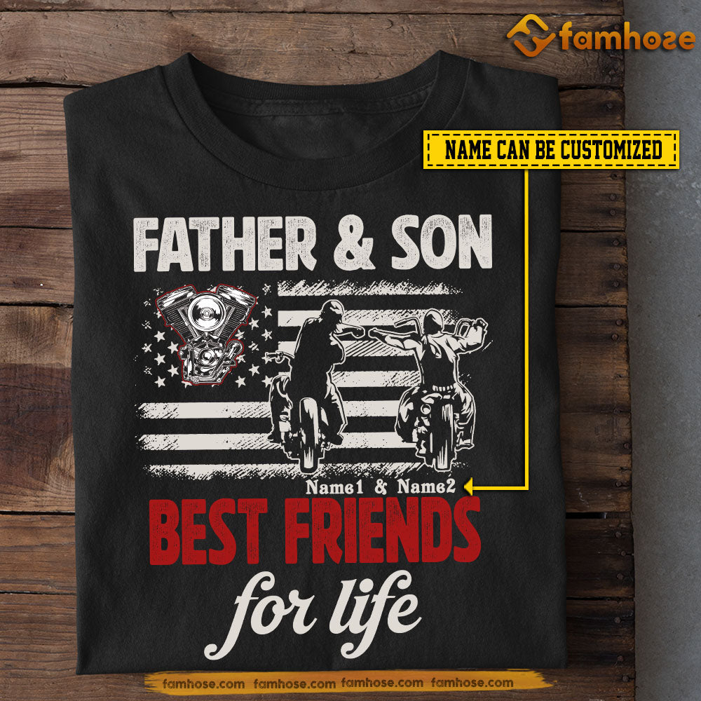 Personalized Motorcycle Dad Son T-shirt, Father & Son Best Friends For Life Tees Father's Day Gift For Biker Lovers