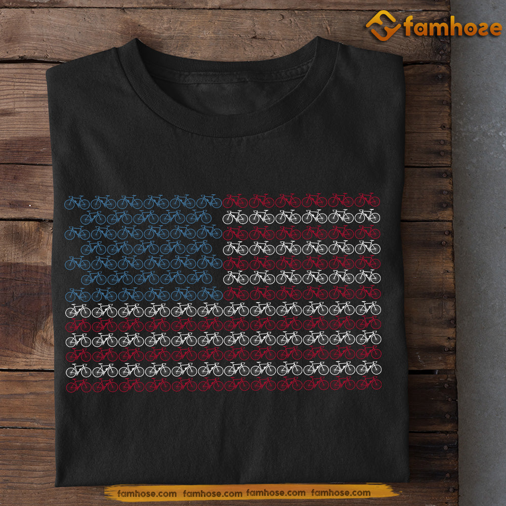 Cycling July 14th T-shirt, American Flag Made Of Cycling Tees July 14th Gift For Cycling Lovers, American Lovers