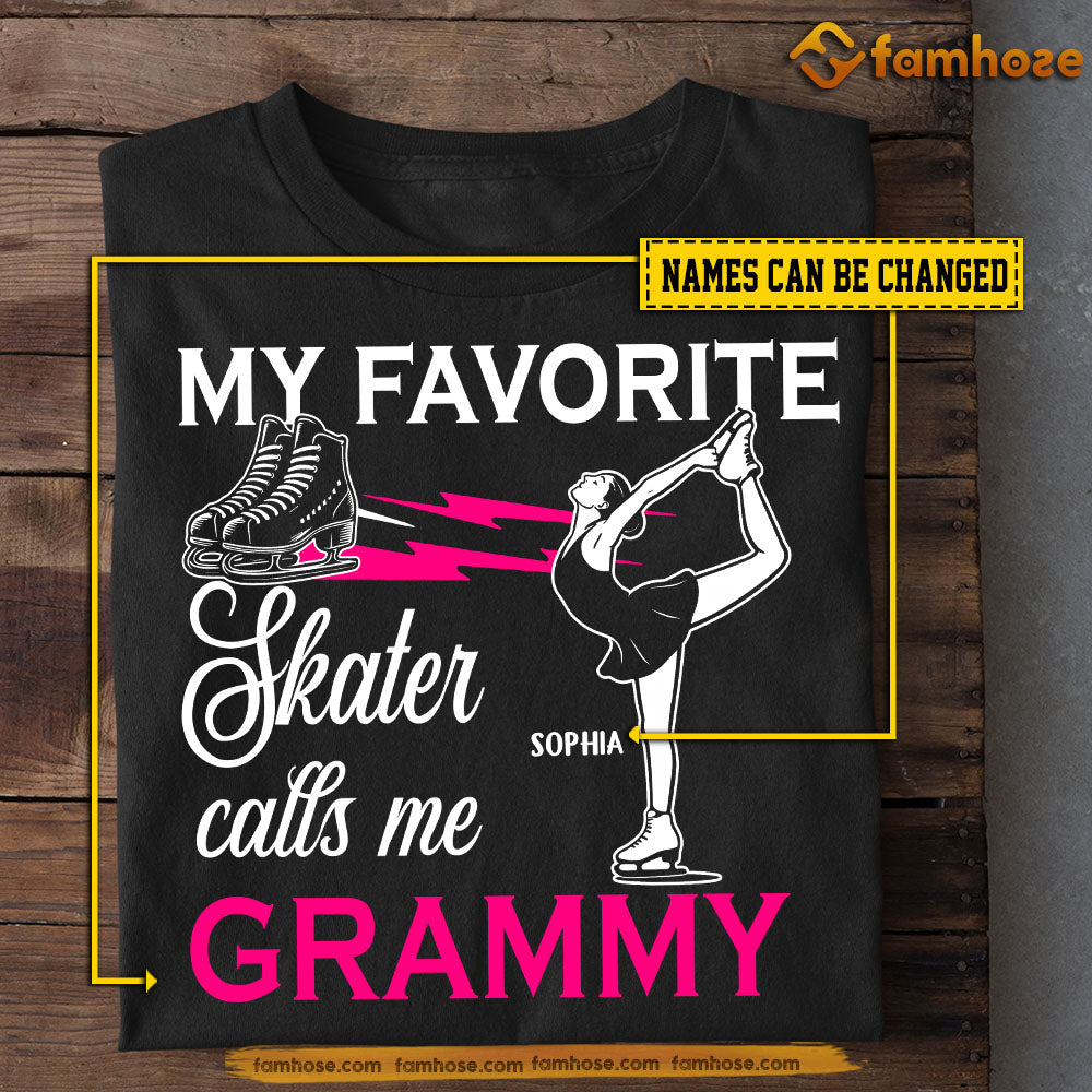 Personalized Ice Skating Girl T-shirt, My Favorite Skater Calls Me Tees Mother's Day Gift For Ice Skating Lovers