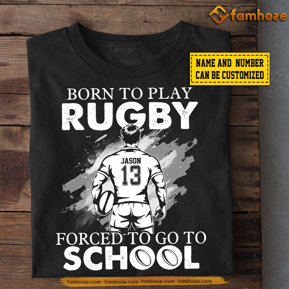 Funny Personalized Back To School Rugby Kid T-shirt, Born To Play Rugby Sport Tees Gift For Rugby Lovers