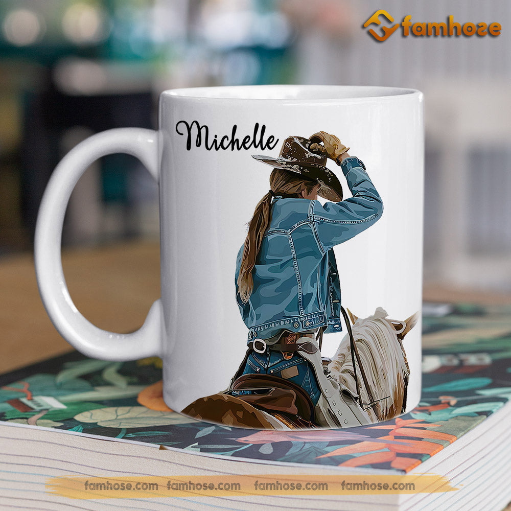 Personalized Cowgirl Mug, Born To Ride Forced To Go To School Mug, Cups Gift For Rodeo Lovers, Horse Owner