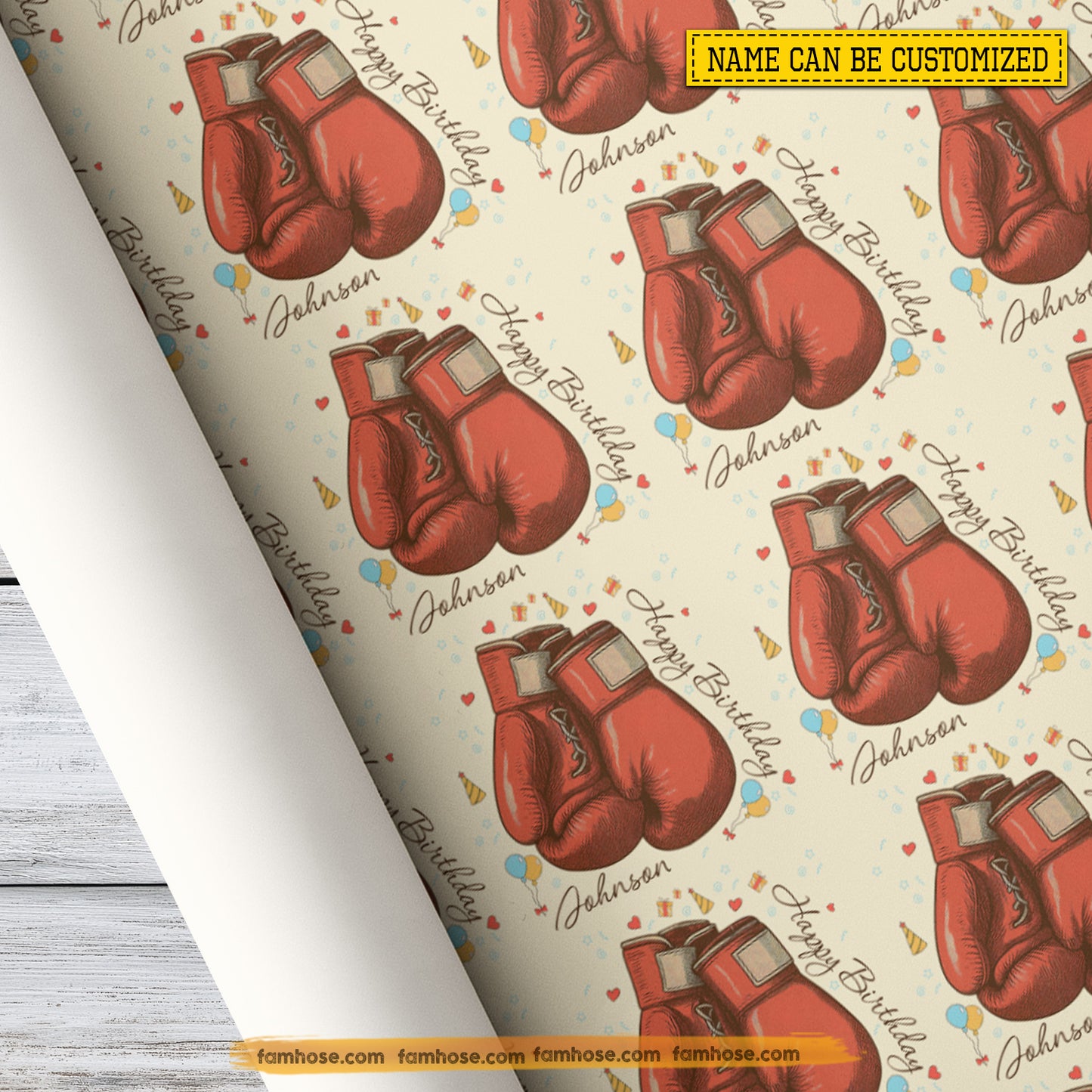 Personalized Birthday Boxing Wrapping Paper, Happy Birthday Wrapping Paper Rolls, Birthday Gift Wrap For Boxer