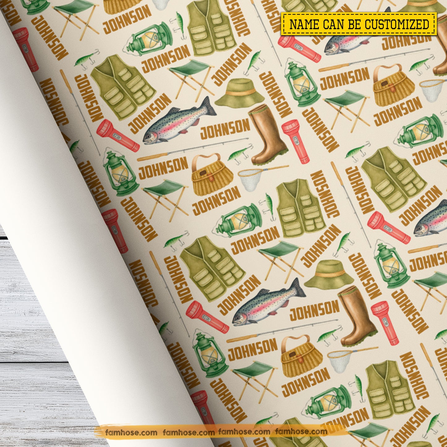 Personalized Fishing Wrapping Paper, Fishing Gear Wrapping Paper Rolls, Gift Wrap For Fishing Lover