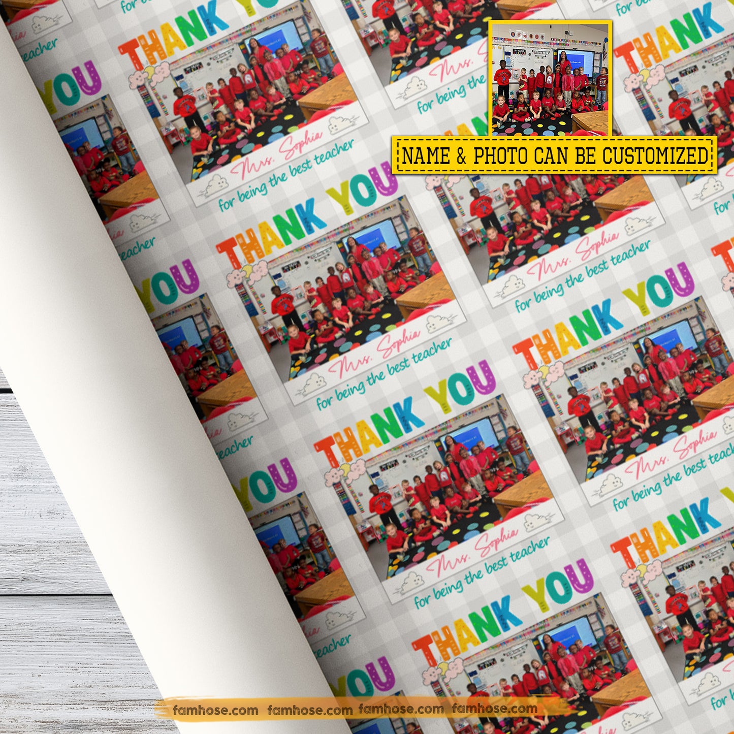 Personalized Thank You For Teacher Wrapping Paper, Thank You For Being The Best Teacher Wrapping Paper Rolls, Gift Wrap For Teacher