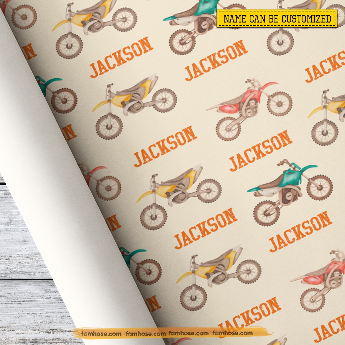 Personalized Dirt Bike Wrapping Paper, Dirt Bike Pastel Wrapping Paper Rolls, Gift Wrap For Dirt Bike Lover