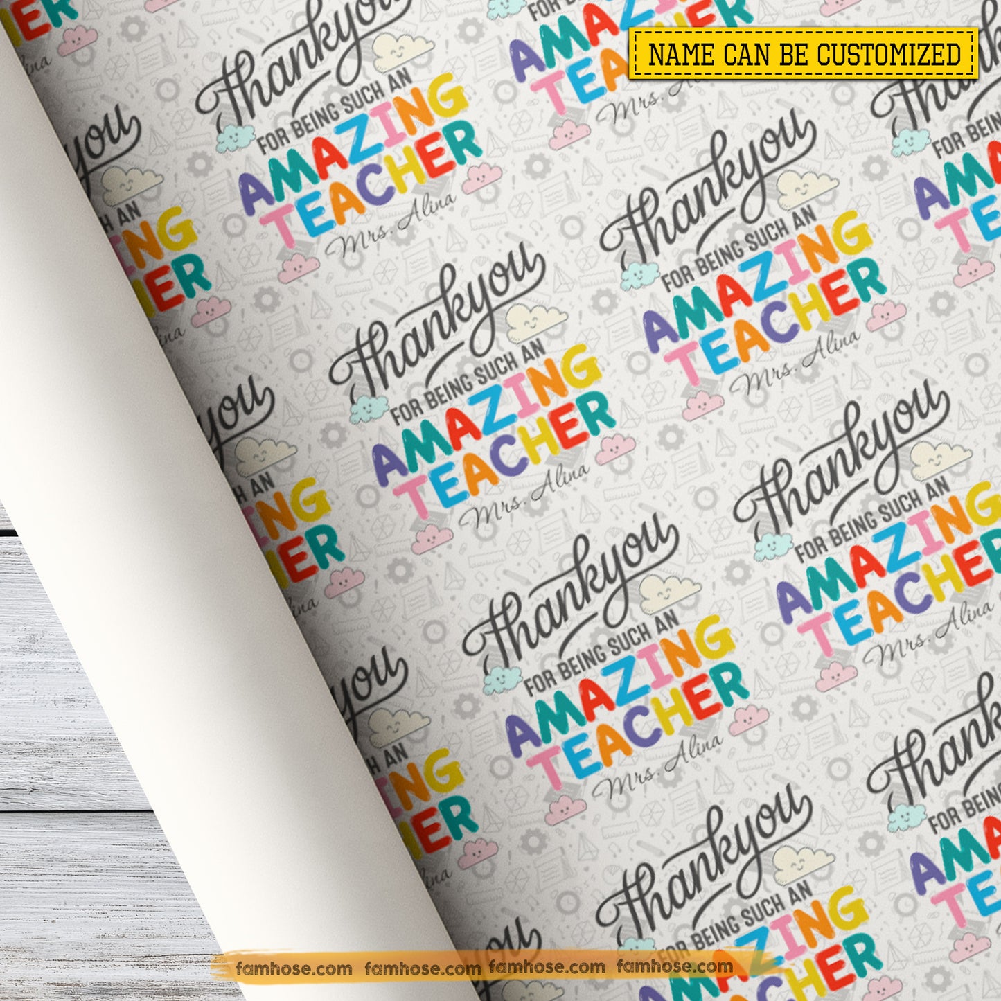 Personalized Thank You For Teacher Wrapping Paper, Thank You For Being Such An Amazing Teacher Wrapping Paper Rolls, Gift Wrap For Teacher