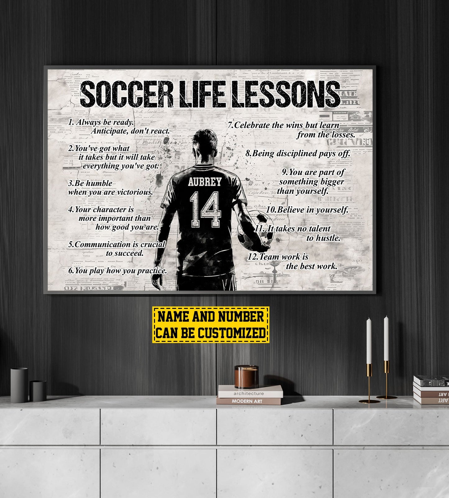 Personalized Motivational Soccer Boy Canvas Painting, Always Be Ready Believe In Yourself, Inspirational Quotes Wall Art Decor, Poster Gift For Soccer Boy Lovers