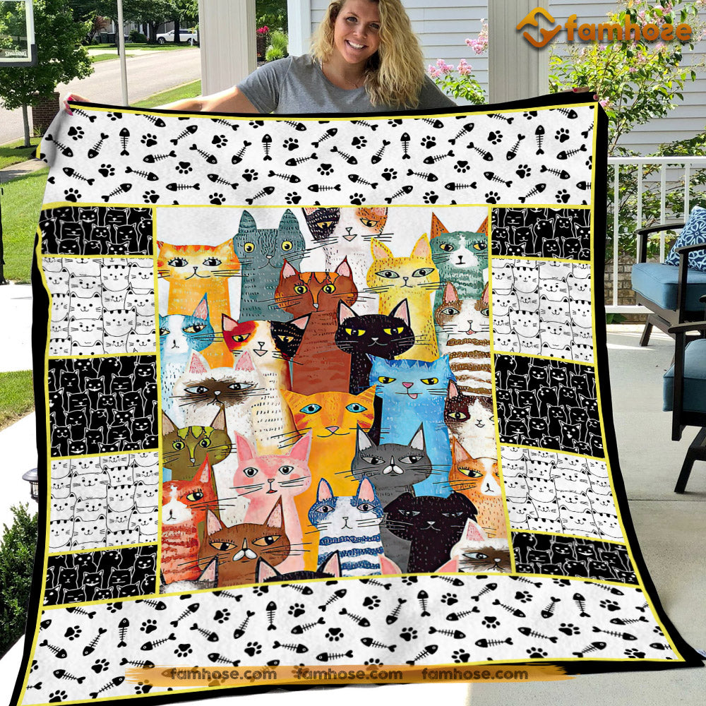 Cute Cat Blanket Baby Cats Standing Here Fleece Blanket Sherpa