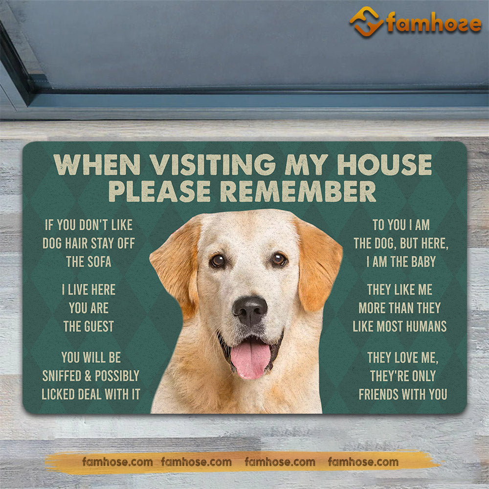 Retrievers Labrador Dog Doormat, Please Remember I Live Here Gift For Dog Lovers, Housewarming Gift, Dog Decor