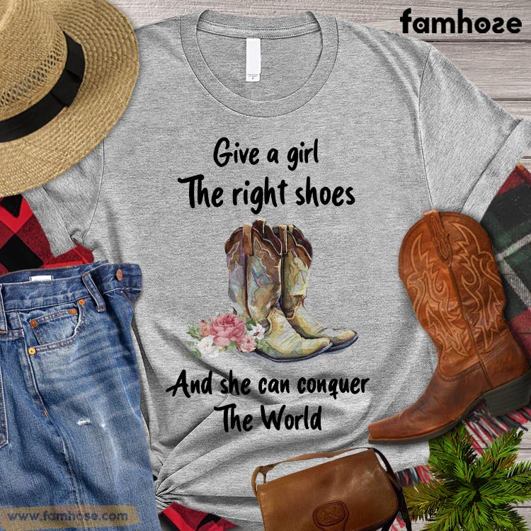 Horse Girl T-shirt, Give A Girl The Right Shoes And She Can Conquer The  World, Horse Lovers Gift, Horse Girl Tees, Horse Shirt