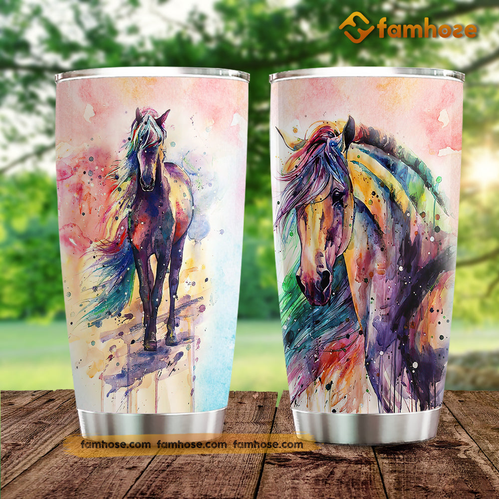 Cool Horse Tumbler, Painting Horse Mix Color Stainless Steel Tumbler, Tumbler Gifts For Horse Lovers