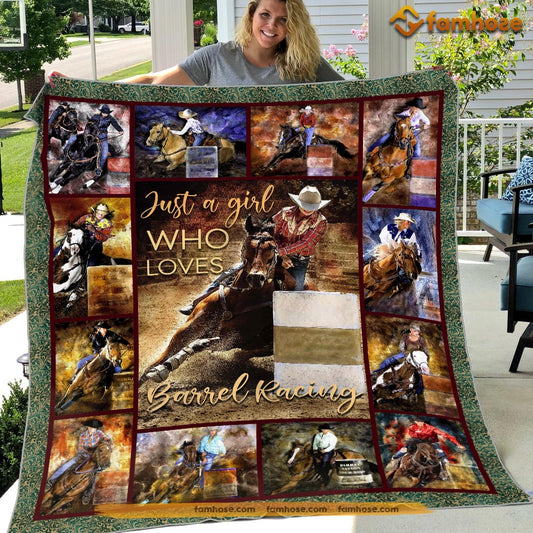 Barrel Racing Blanket, Just A Girl Who Loves Barrel Racing Fleece Blanket - Sherpa Blanket Gift For Barrel Racing Lover