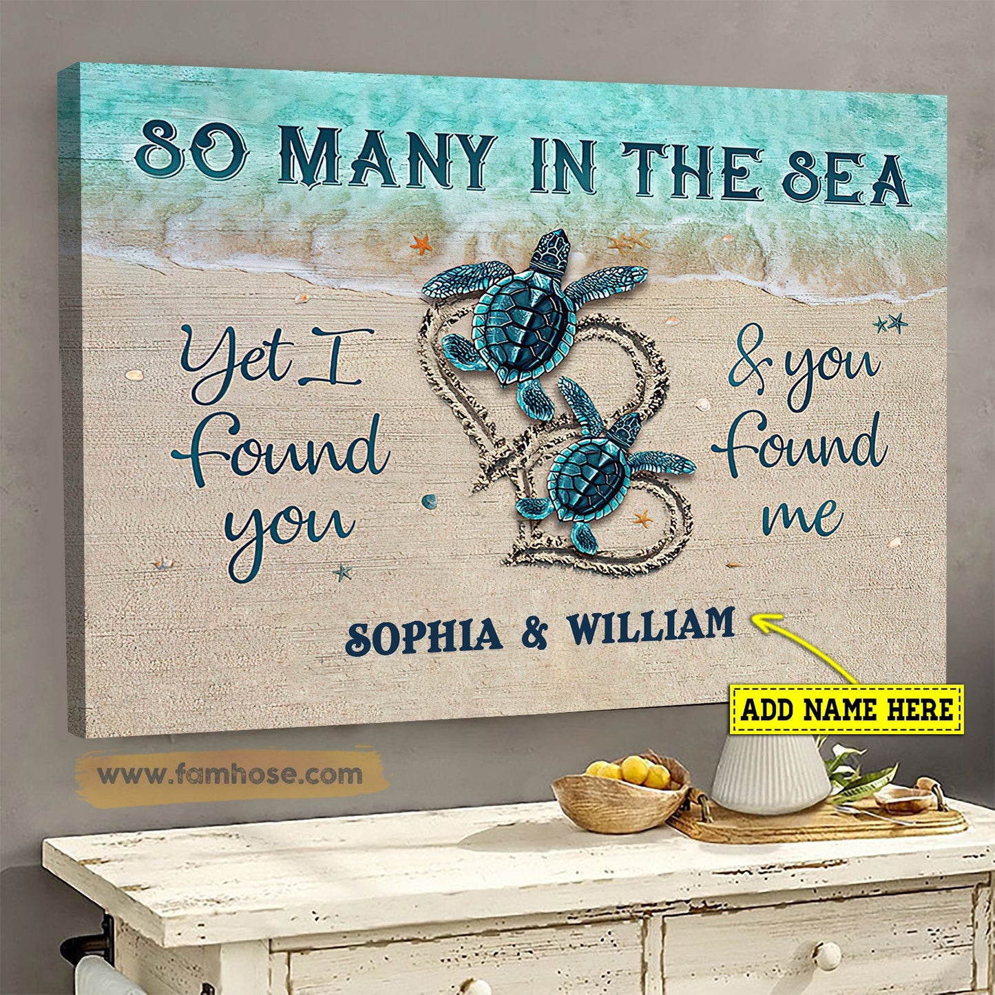 Personalized Turtle Poster/Canvas, So Many In The Sea I Found You You Found Me, Turtle Canvas Wall Art, Poster Gift For Turtle Lovers