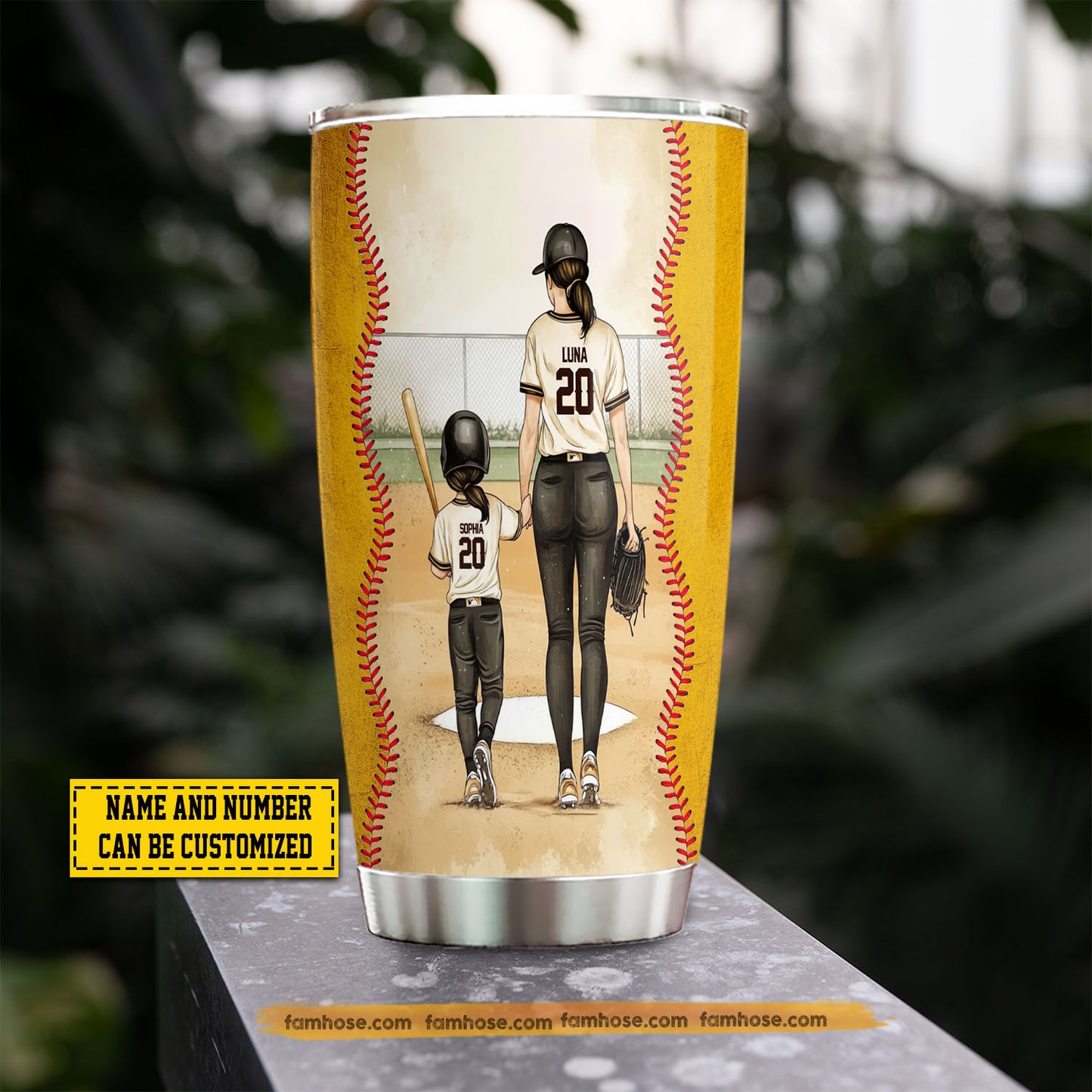 Personalized Softball Mom Daughter Tumbler, To My Mom I Am Always With You Sport Stainless Steel Tumbler, Travel Mug Tumblers Mother's Day Gift For Mom From Softball Girl