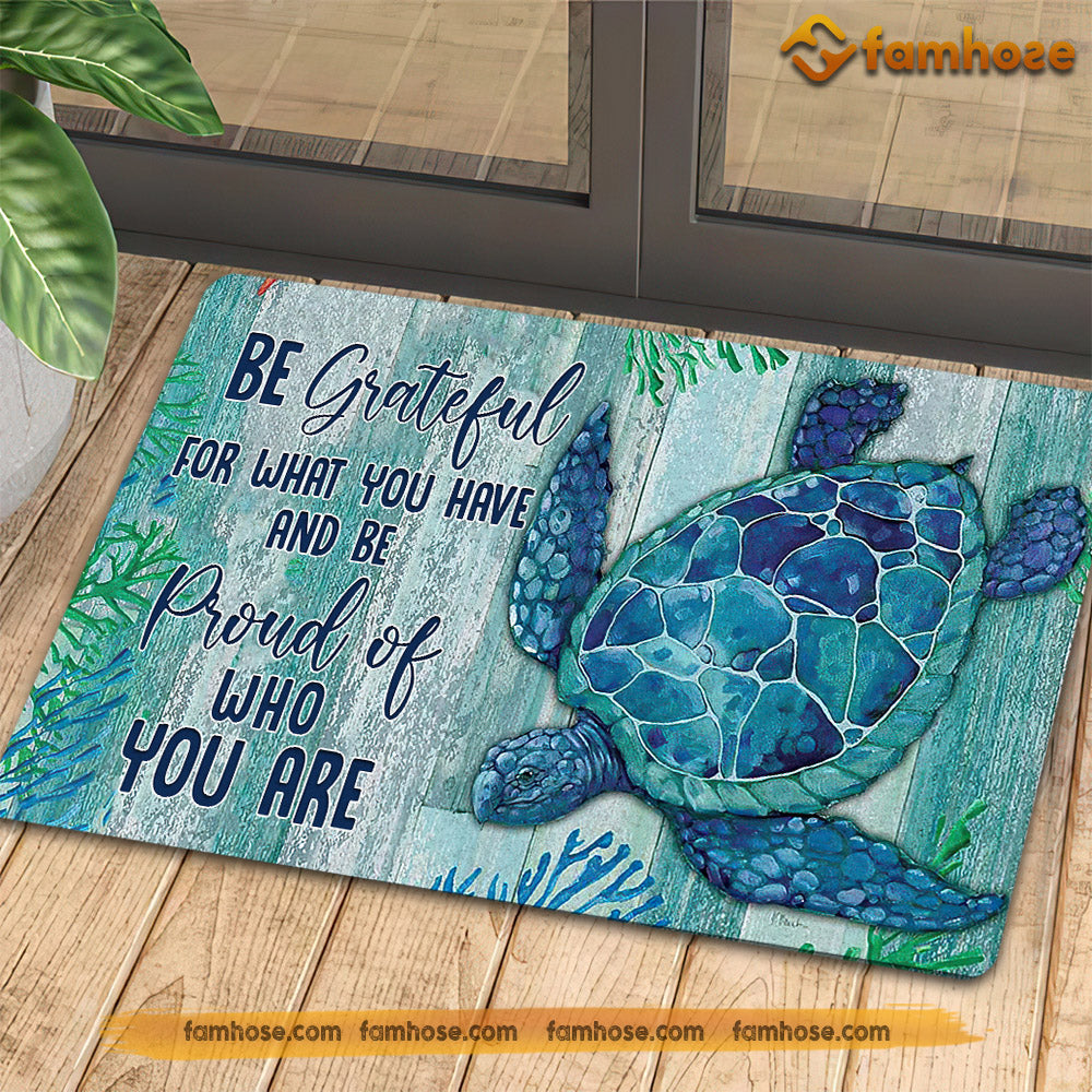 Turtle Doormat, Be Grateful For What You Have Gift For Turtle Lovers, Housewarming Gift, Turtle Decor