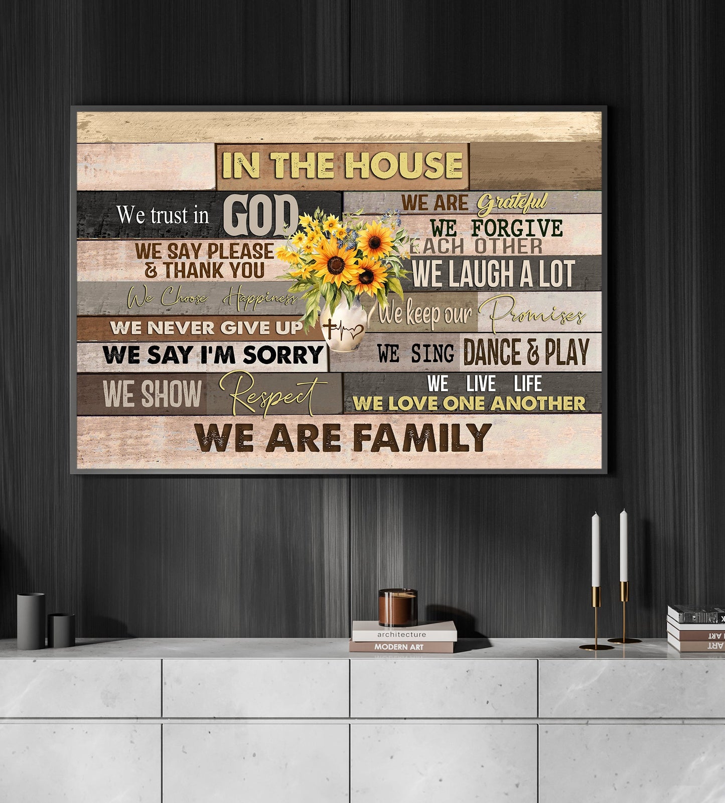 In The House We Trust In God, Religious Canvas Painting, Jesus Wall Art Decor, Poster Gift For Christian Lovers