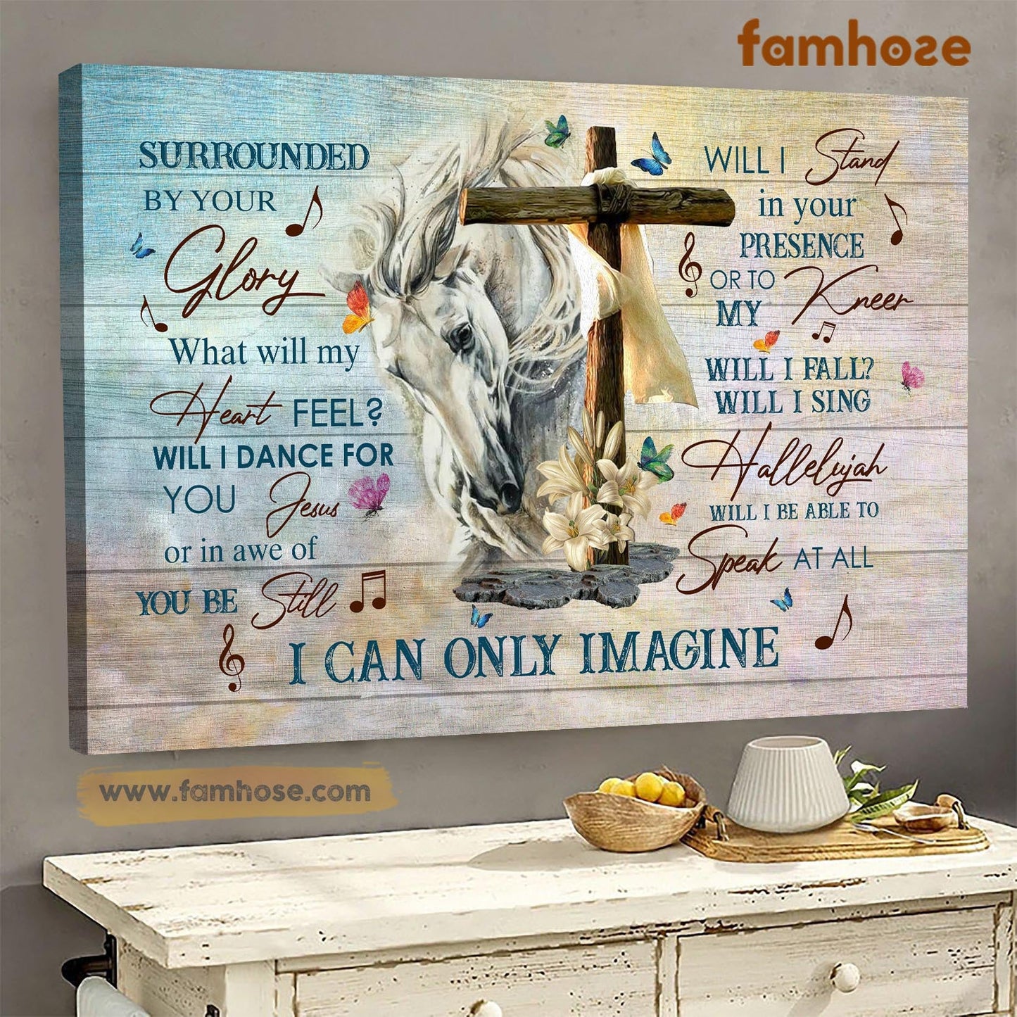 Horse Poster/Canvas, Surrounded By Your Glory What Will My Heart Feel, Horse Canvas Wall Art, Poster Gift For Horse Lovers