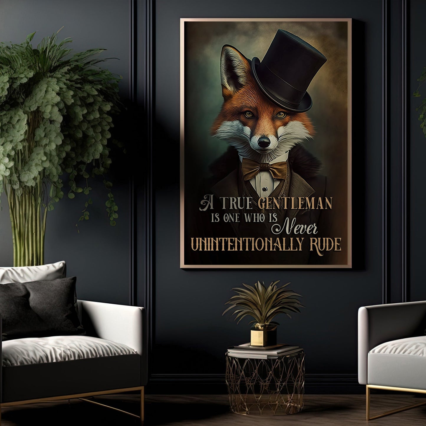 A True Gentleman Is One Who Is Never Unintentionally, Fox Canvas Painting, Wall Art Decor - Poster Gift For Fox Lovers