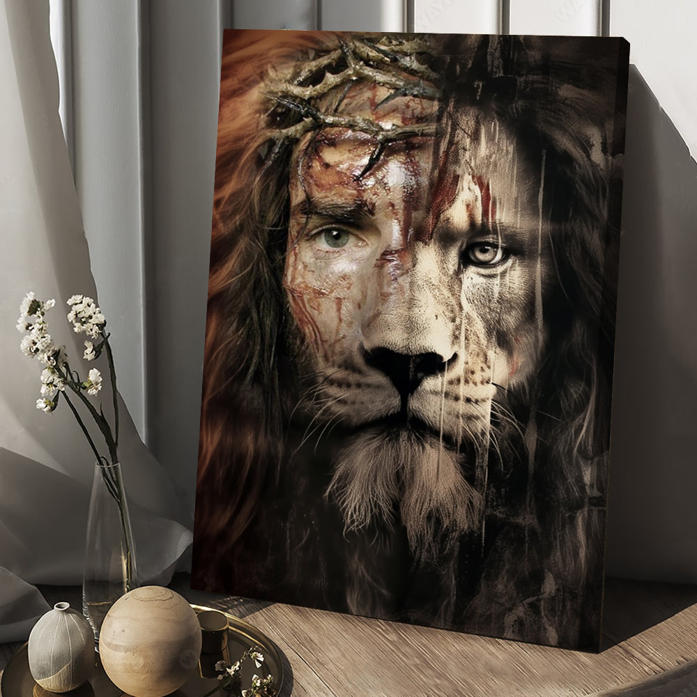 Majesty Melded with Sacrifice, Lion & Jesus Poster & Canvas Panting, C ...