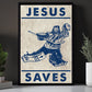 Jesus Saves, Motivational Canvas Painting, Inspirational Quotes Wall Art Decor - Poster Gift For Hockey Lovers