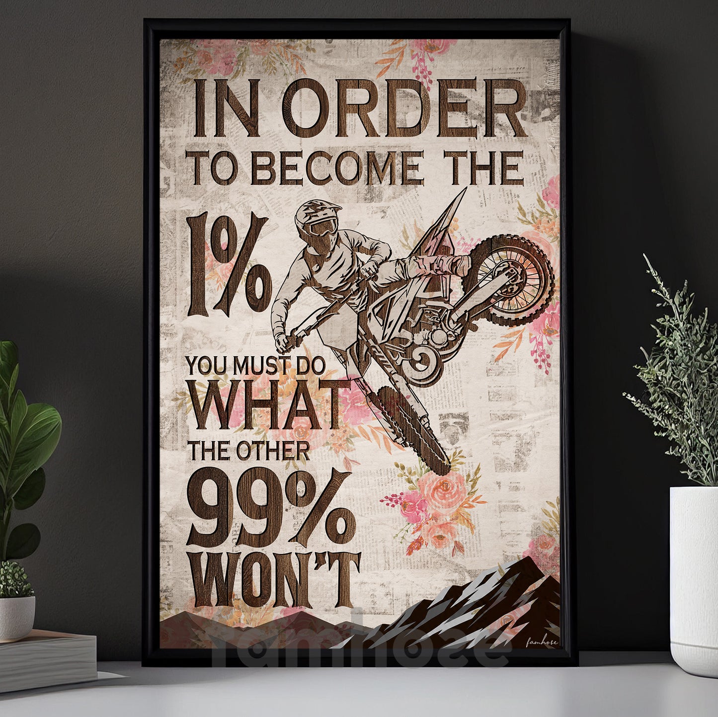 Motocross Dirt Bike Canvas Painting, In Order To Become The 1% Wall Art Decor, Poster Gift For Dirt Bike Lovers