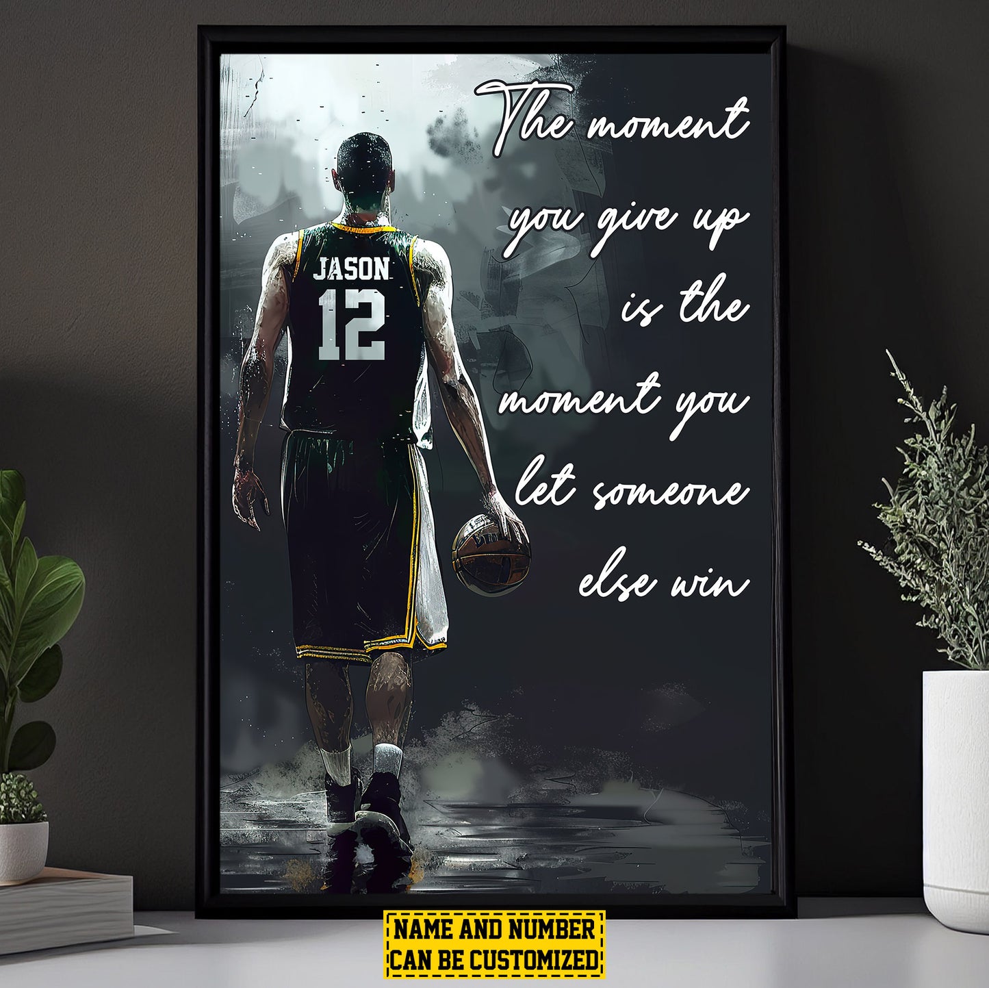 Personalized Motivational Basketball Canvas Painting, The Moment You Give Up, Sports Quotes Wall Art Decor, Poster Gift For Basketball Lovers, Basketball Boys