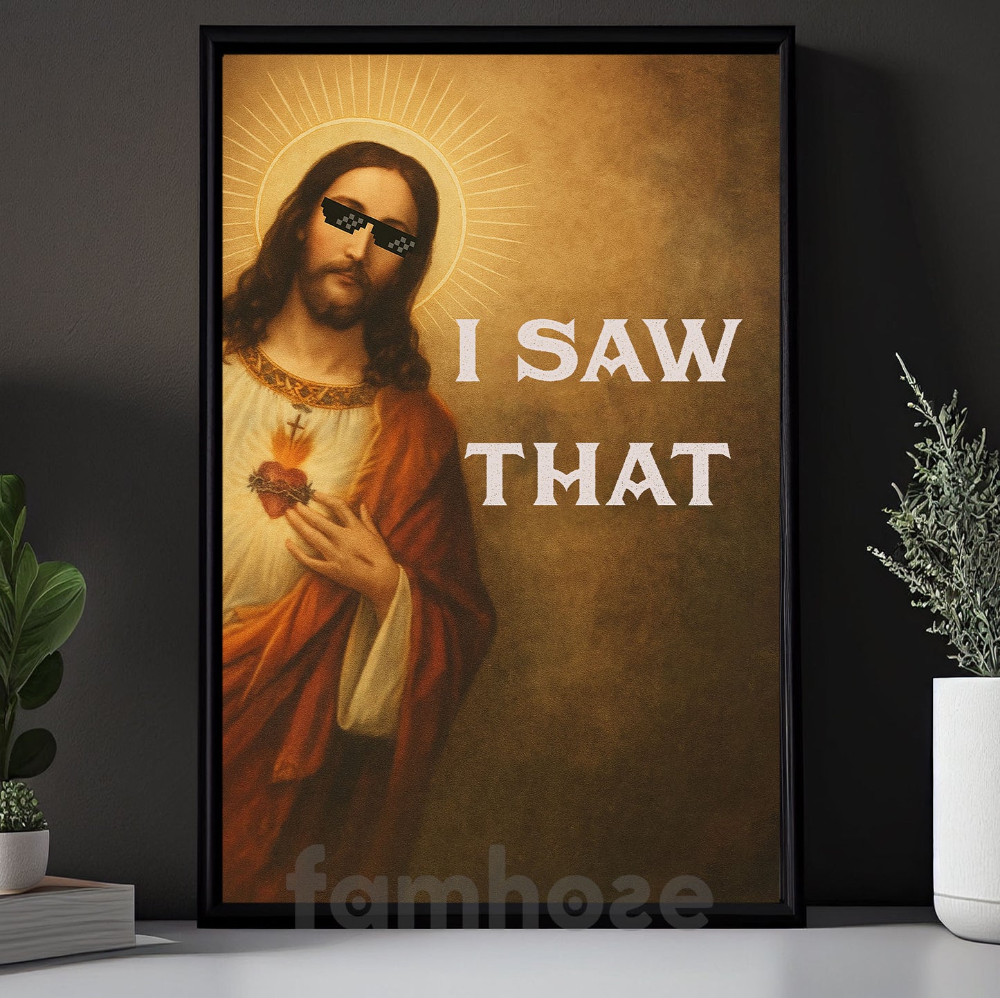 Funny God Canvas Painting, I Saw That Wall Art Decor, Christian Poster Gift