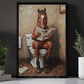 Funny Horse Toilet Canvas Painting, Horse Knows How To Use Toilet Bathroom Wall Art Decor, Restroom Poster Gift For Horse Lovers