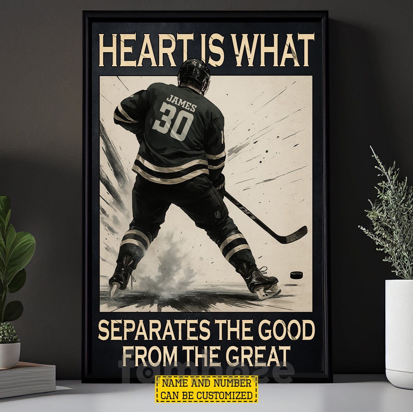 Personalized Hockey Man Canvas Painting, Heart Is What Separates Sport Wall Art Decor, Poster Gift For Hockey Lover