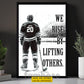 Personalized Hockey Man Canvas Painting, We Rise By Lifting Others Sport Wall Art Decor, Poster Gift For Hockey Lover