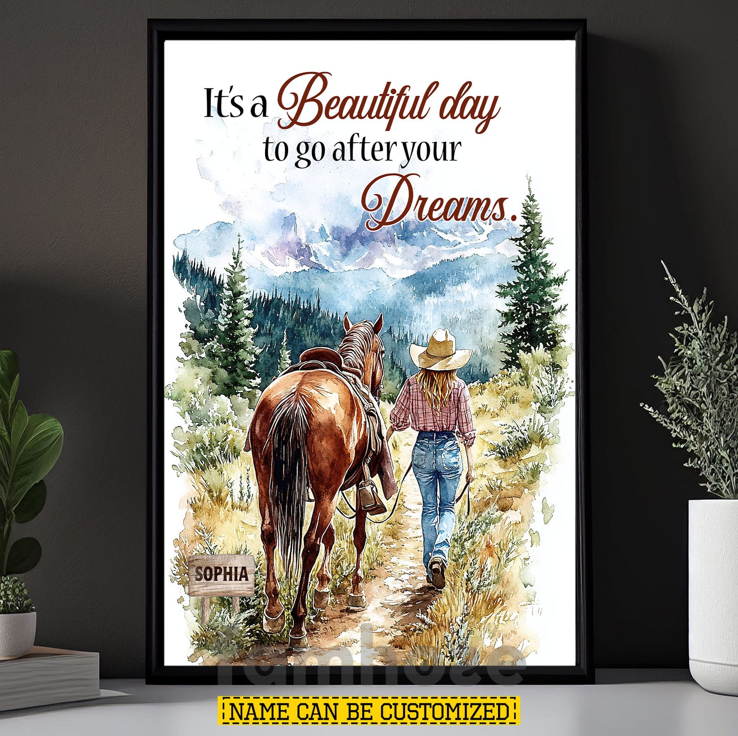 Personalized Cowgirl Canvas Painting, It's A Beautiful Day Wall Art Decor, Poster Gift For Cowgirl