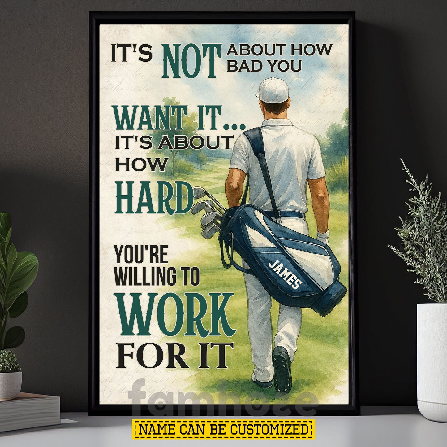 Personalized Golf Man Canvas Painting, You're Willing To Work For It Sport Wall Art Decor, Poster Gift For Golf Lover