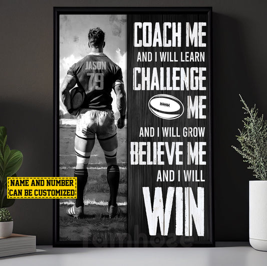 Personalized Rugby Boy Canvas Painting, Believe Me I Will Win, Sports Wall Art Decor, Poster Gift For Rugby Lovers