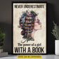 Personalized Book Girl Canvas Painting, Never Underestimate The Power Of A Girl Wall Art Decor, Poster Gift For Reading Lovers